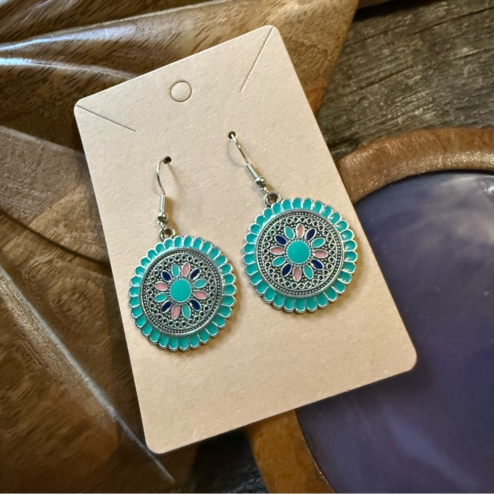 Turquoise Mandala Earrings